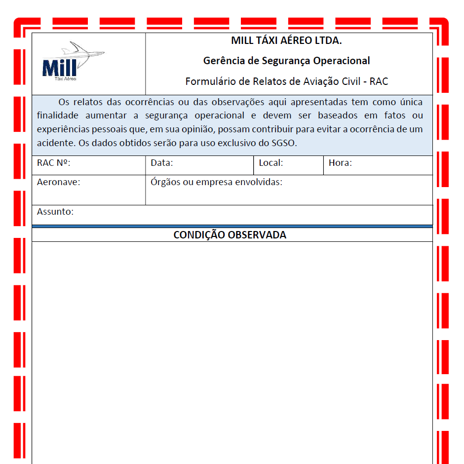 Imagem Relato da Aviaço Civil da Mill